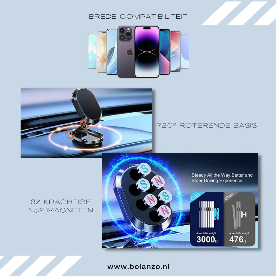 SmartMagnetic | Metalen opvouwbare autotelefoonhouder