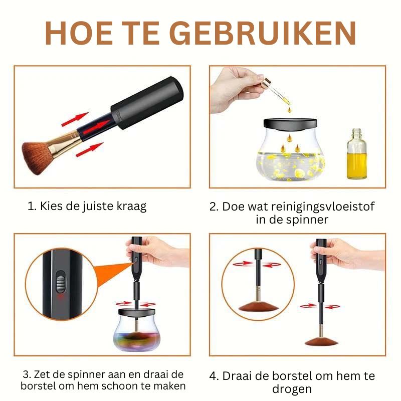 BrushWizard™ Make-upborstelreiniger en -droger
