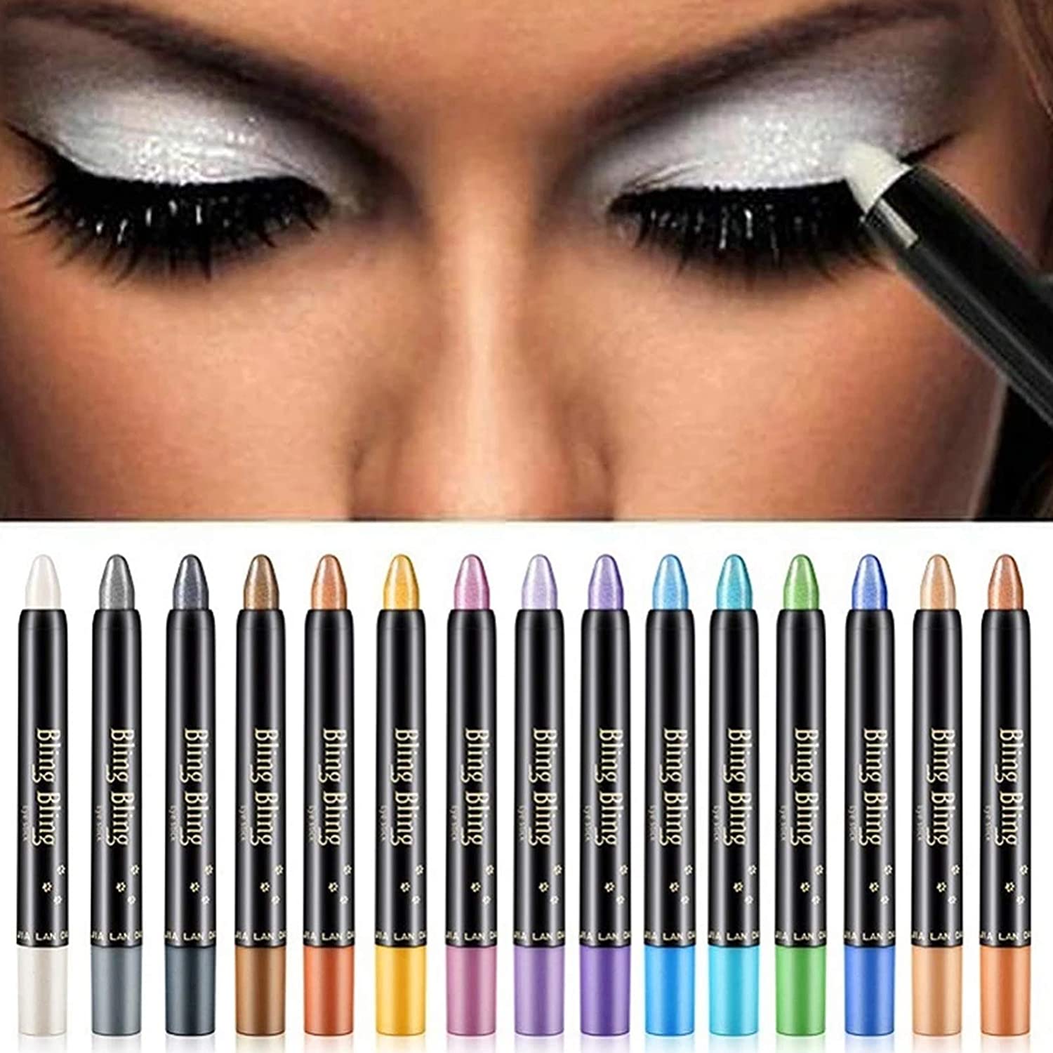 GlamPens® Waterproof Glitter Oogschaduwpotlood Eyeliner (Set van 10+5 GRATIS kleuren)