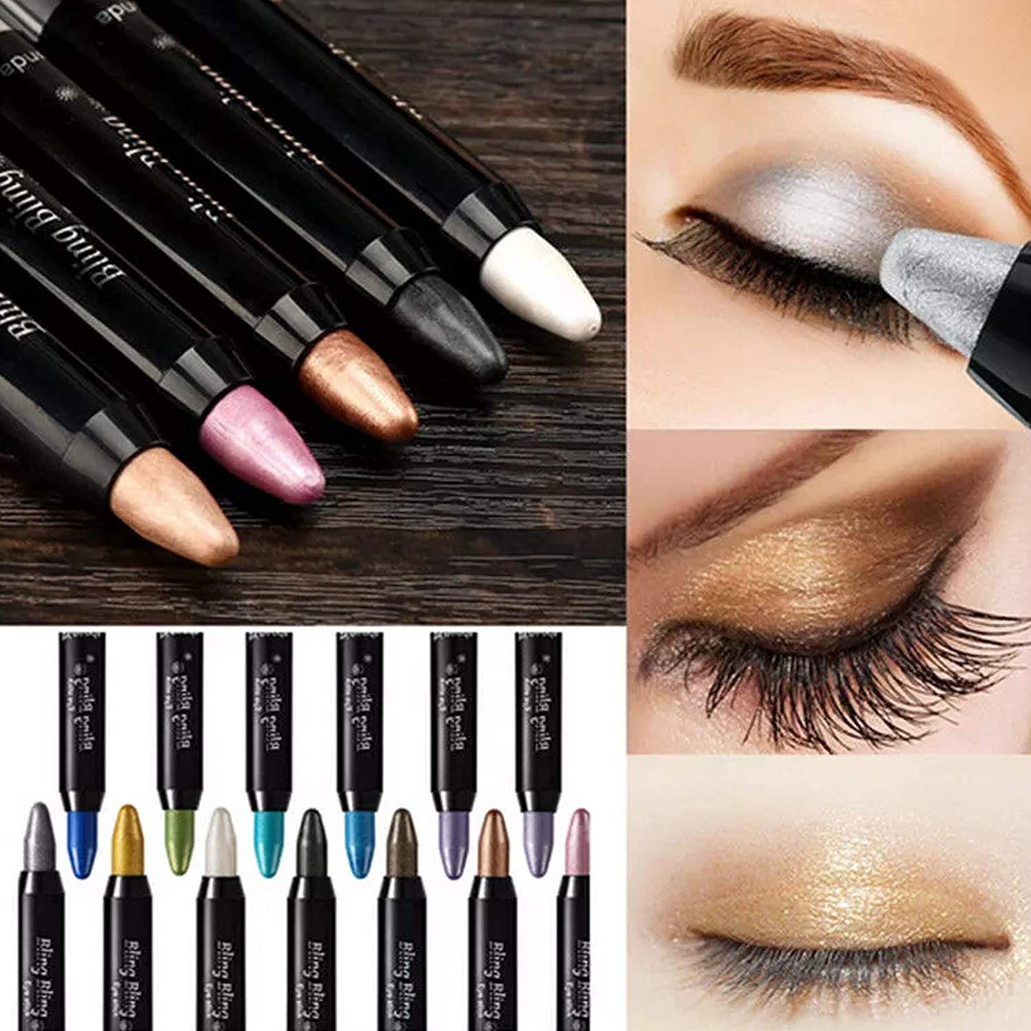 GlamPens® Waterproof Glitter Oogschaduwpotlood Eyeliner (Set van 10+5 GRATIS kleuren)