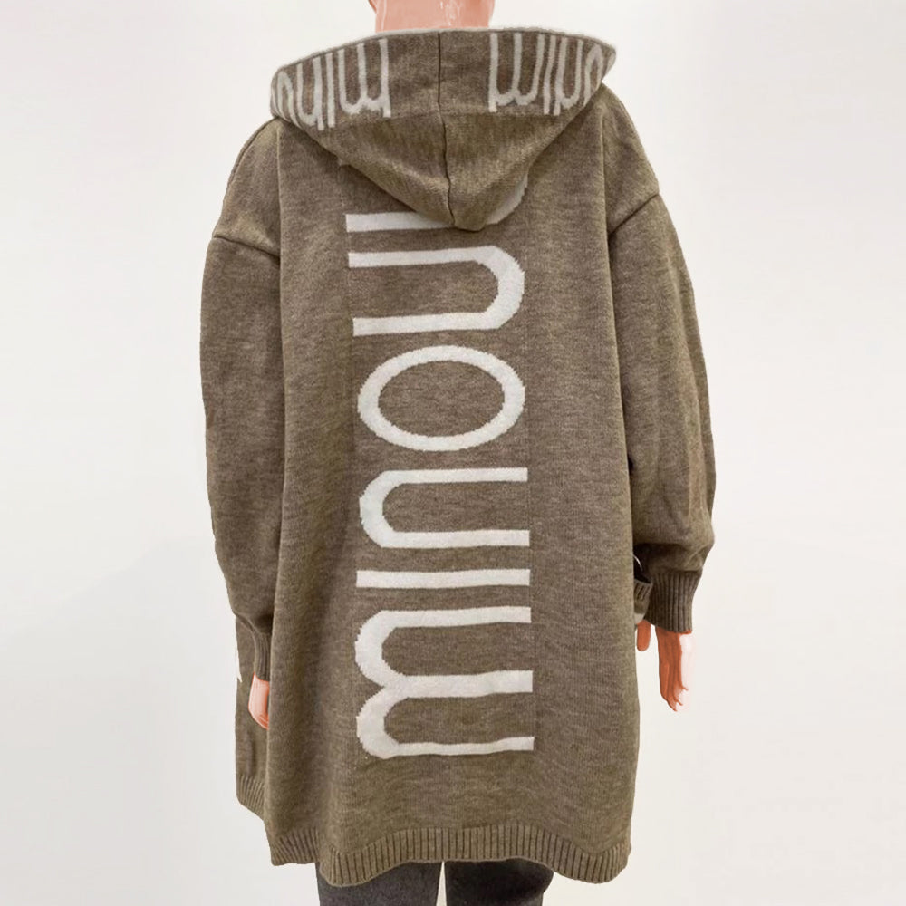 Yana Cardigan - Print zak winter vest met capuchon