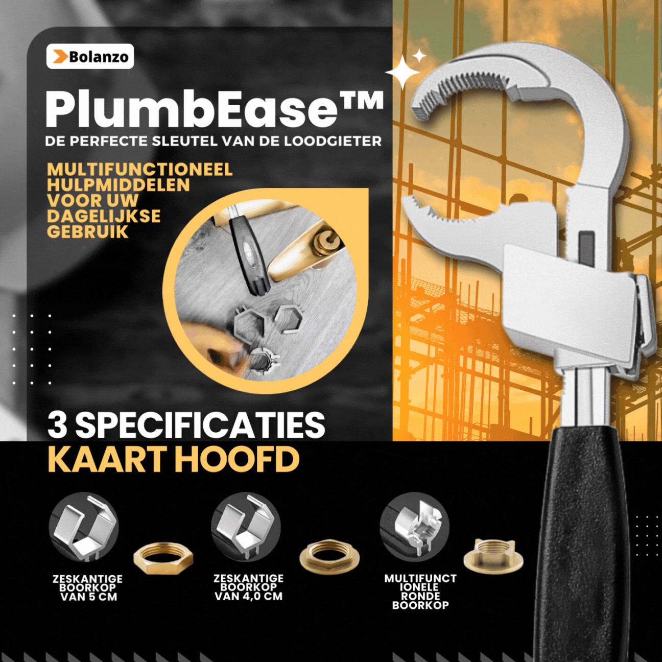 PlumbEase™ - De perfecte doe het zelf loodgietersteeksleutel