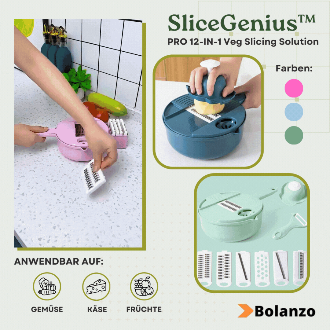 SliceGenius™ PRO 12-in-1 snijoplossing voor groenten