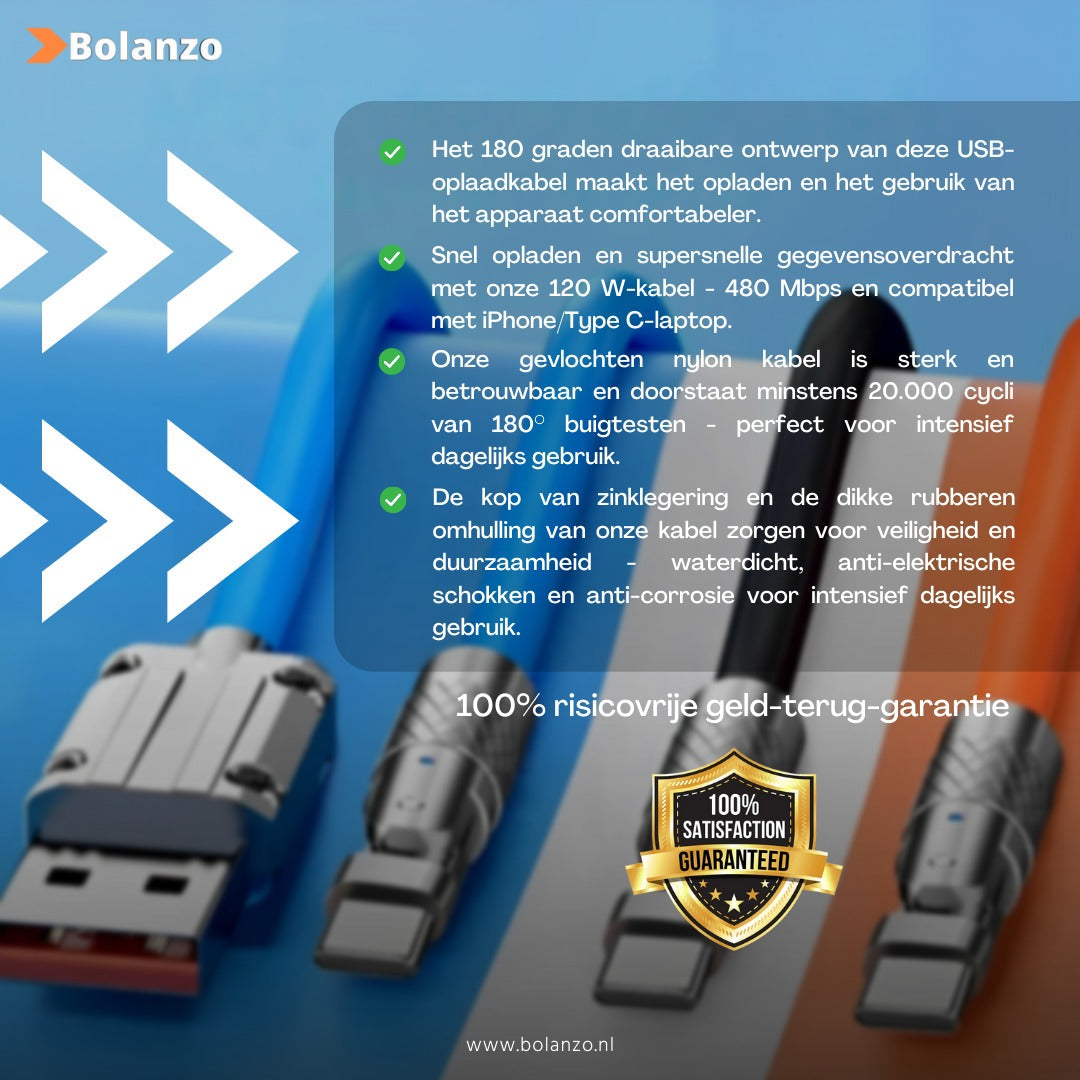 NewWave | 180° roterende snellaadkabel